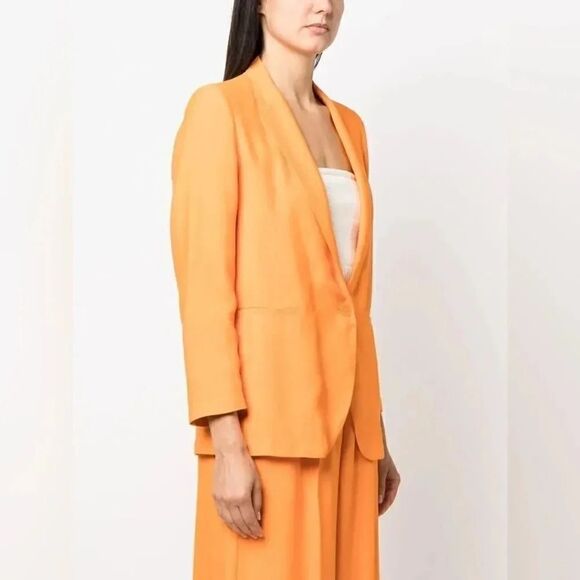 NWT FORTE FORTE Italian single breasted my jacket tangerine blazer size small - Picture 2 of 14